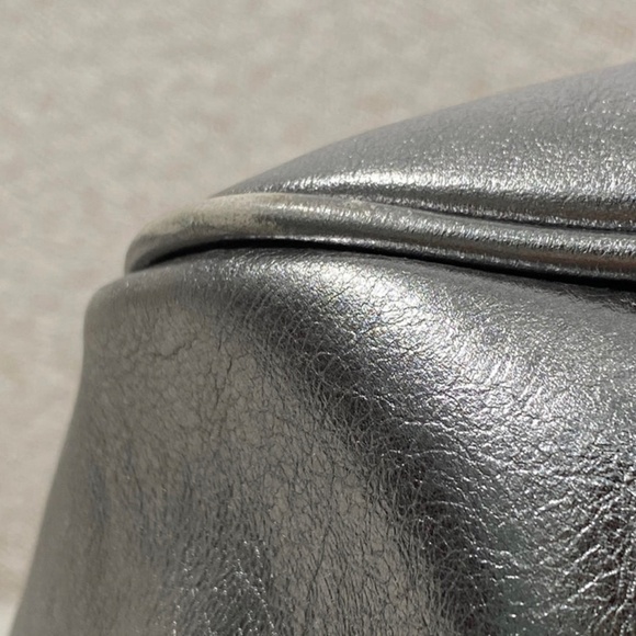 Authentic Pre-Owned Burberry Silver Leather Extra Large Ribbed Motorcycle Bag - Picture 14 of 16